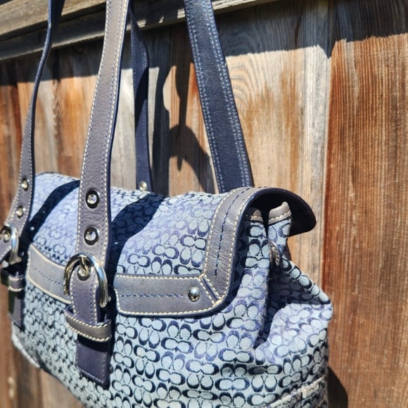 Coach Blue Jacquard Signature Shoulder Bag - Picture 7 of 16